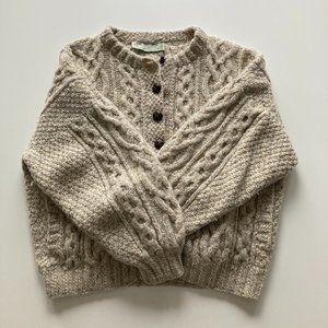 Vintage Irish wool balloon sleeve sweater cardigan M